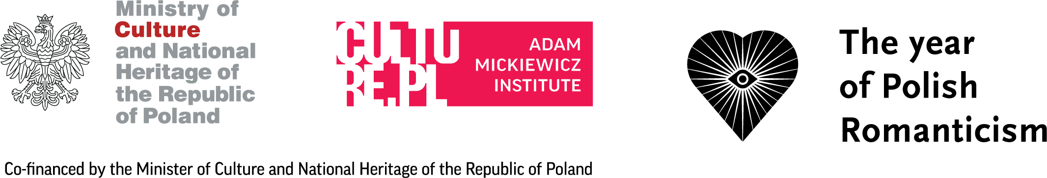 Logo: Instytut Adama Mickiewicza, MKiDN, romantyzm (ENG)